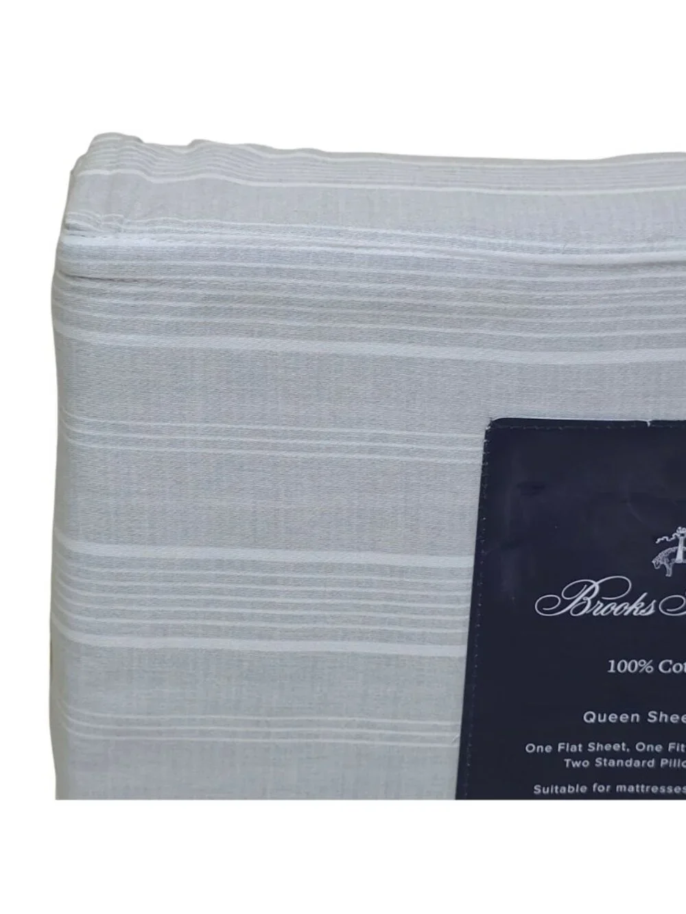 Brooks Brothers Queen Sheet Set 100% Cotton Includes Fits Mattresses Up To 17